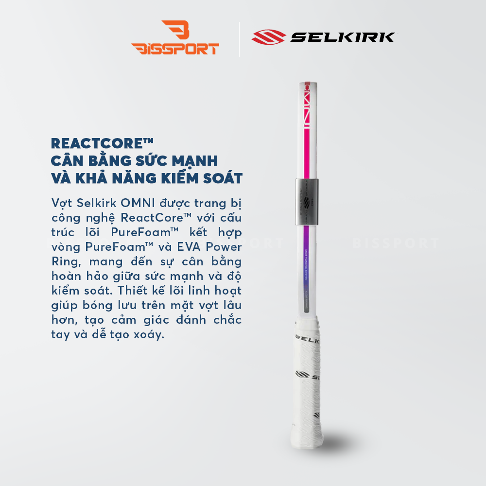 Vợt Pickleball Selkirk OMNI Chính Hãng - Elongate - Tím - Lõi Foam - Tăng Độ Ổn Định - Mặt Carbon Bền Bỉ - Ổn Định